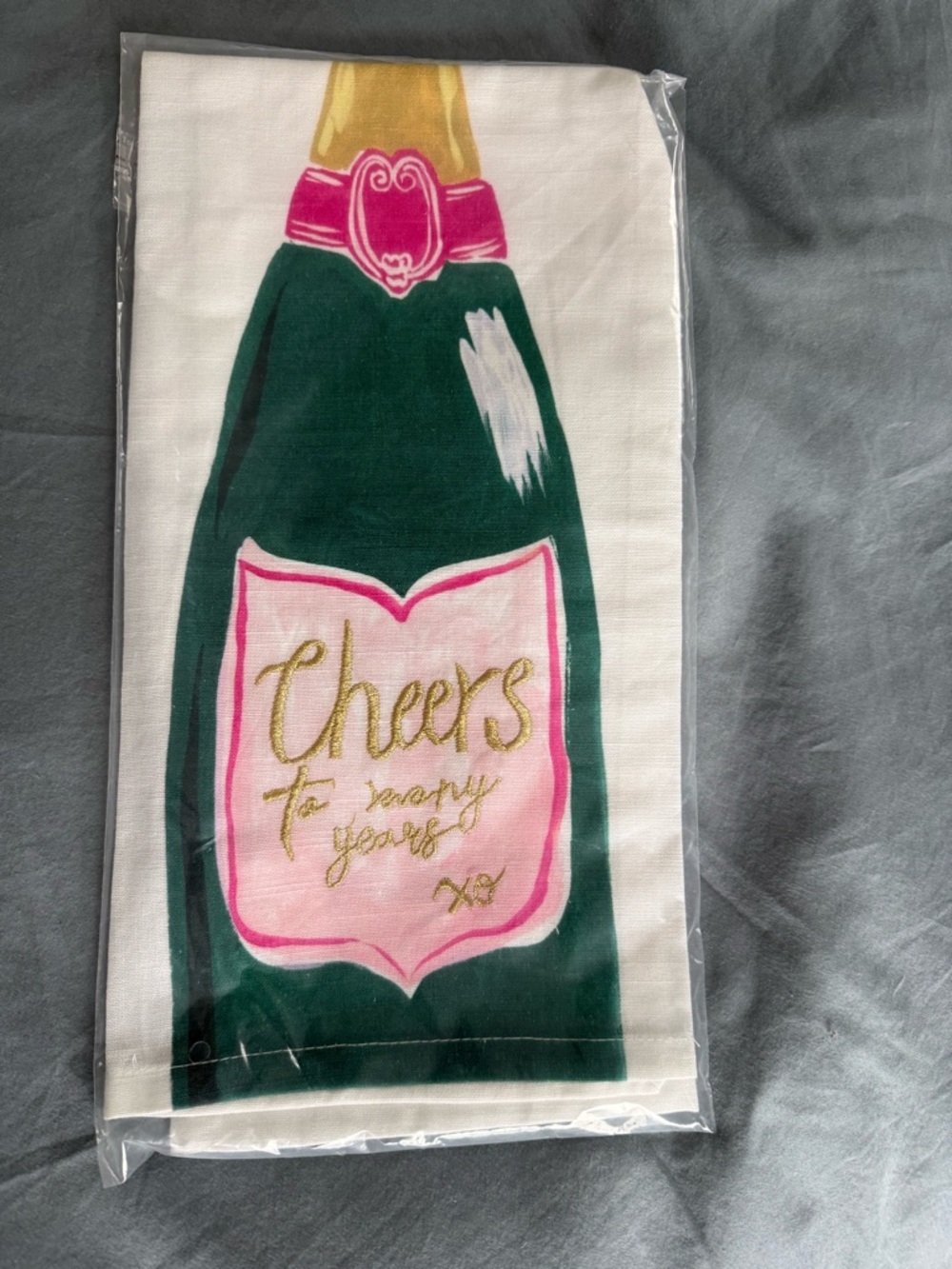 Cheers to Many Years Anthropologie Tea Towel NWT - Picture 3 of 4